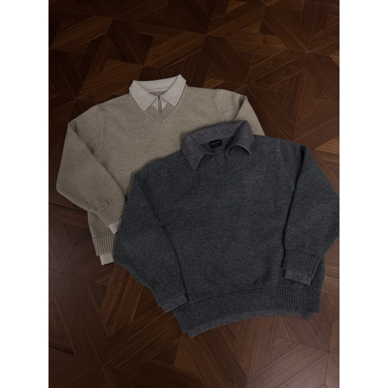 Pánske pletené svetre s V výstrihom, voľný strih, dlhé rukávy, priedušný materiál (zmes chemických vlákien; hlavná tkanina: 100% polyester)
