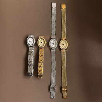 NAIDU női kvarc karóra ovális számlappal, analóg kijelző, ötvözetes tok, spirál korona