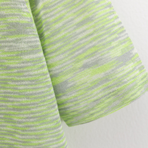 Viszkóz alapanyagú pulóver, vékony, csíkos, kerek nyakú, kézzel kötött