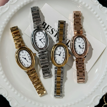 Női karóra Scottie 9780 ovális számlappal, kvarc szerkezet, 30M vízállóság, rozsdamentes acél szíj