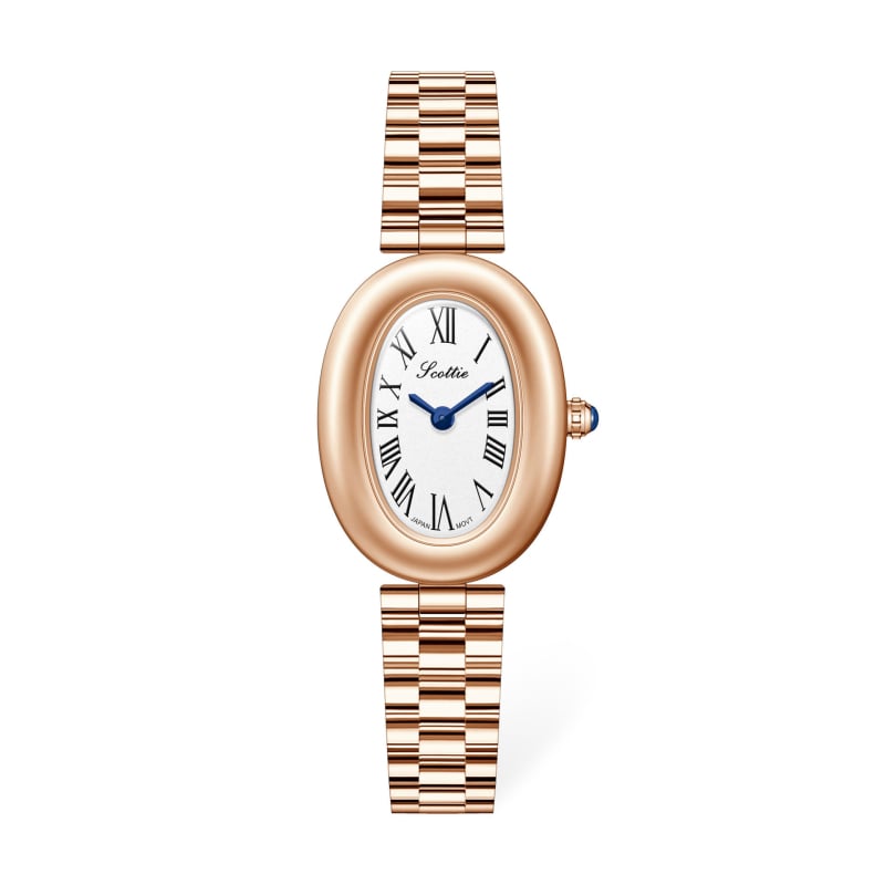 Női karóra Scottie 9780 ovális számlappal, kvarc szerkezet, 30M vízállóság, rozsdamentes acél szíj