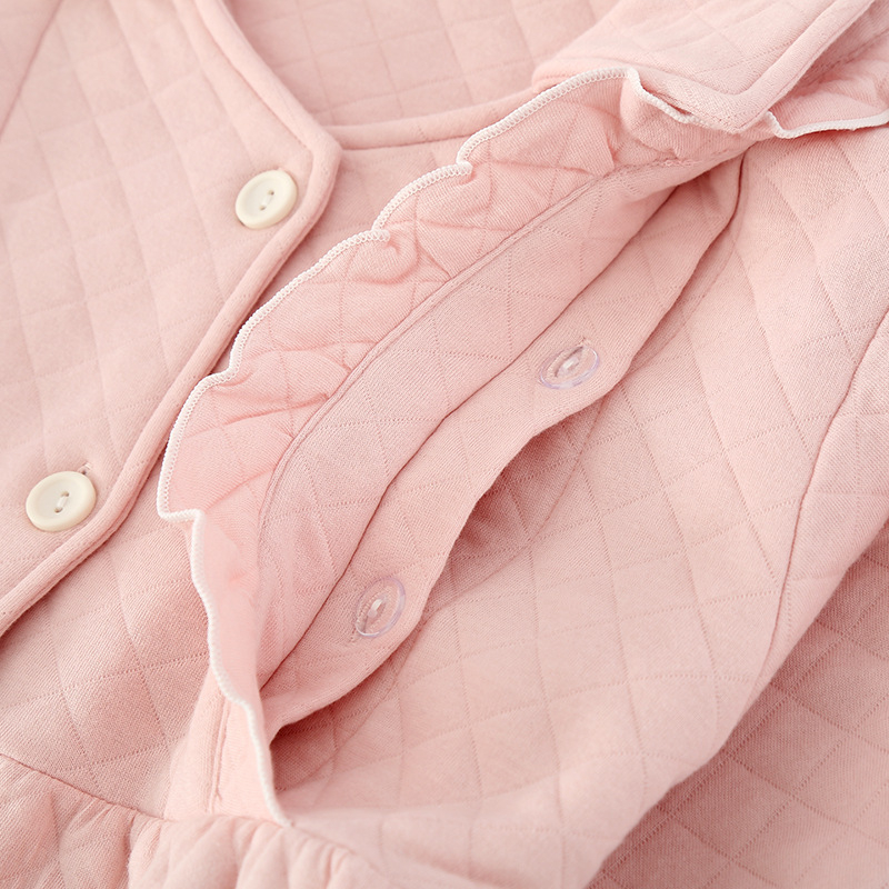 Szoptatós pizsama készlet légies pamutból, édes, nőies stílus, hosszú ujjú, nadrágos, alkalmas őszre, télre és tavaszra