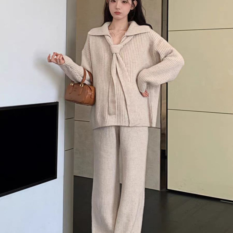 Costum maternitate cu pantaloni – Chenille cu Spandex 30–50%, mâneci lungi, pantaloni 3/4, stil costum cu pantaloni, japonez-coreean casual