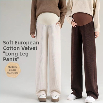 Tehotenské nohavice, voľný strih, Chenille-Spandex tkanina, Spandex <30%, udržujú teplo