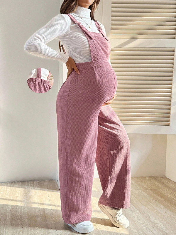 Tehotenský Corduroy overal s elastickým pásom, voľný strih, mikroelastický, 90–95% polyester, jesenná zima 2025
