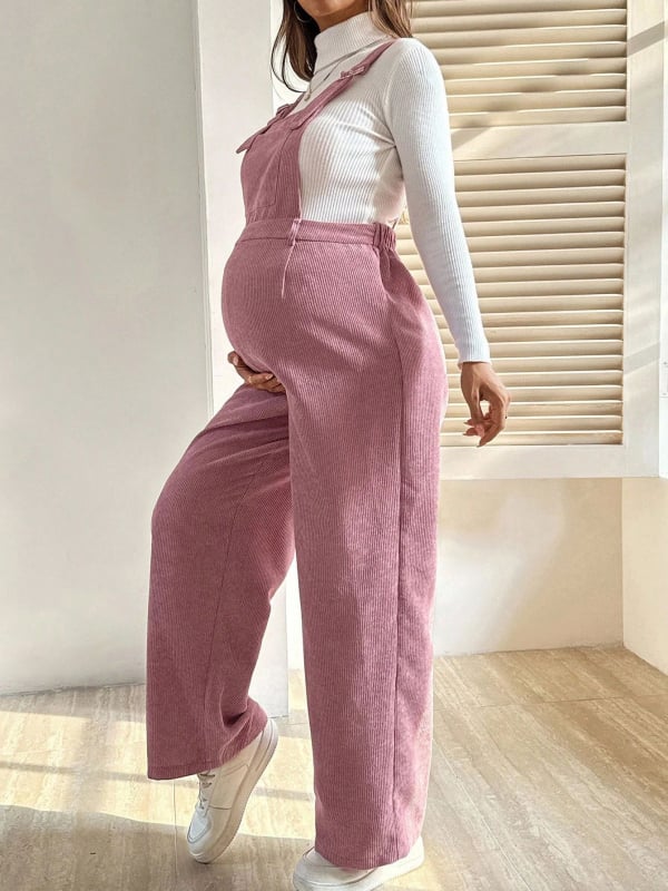 Tehotenský Corduroy overal s elastickým pásom, voľný strih, mikroelastický, 90–95% polyester, jesenná zima 2025