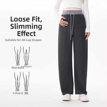 Tehotenské nohavice, hrubé na zimu, vlnený zmesový materiál, polyester 90–95%, voľný strih