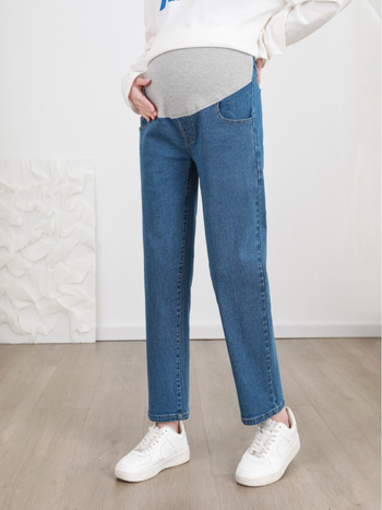 Trudničke hlače – labav kroj, cropped duljina, srednja debljina, 95% pamuk + spandeks <30%, potpora trbuha