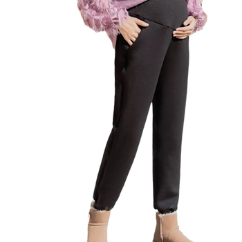 Trudničke zimske hlače s flis podstavom, visok pas, širok kroj, organski pamuk 90–95%