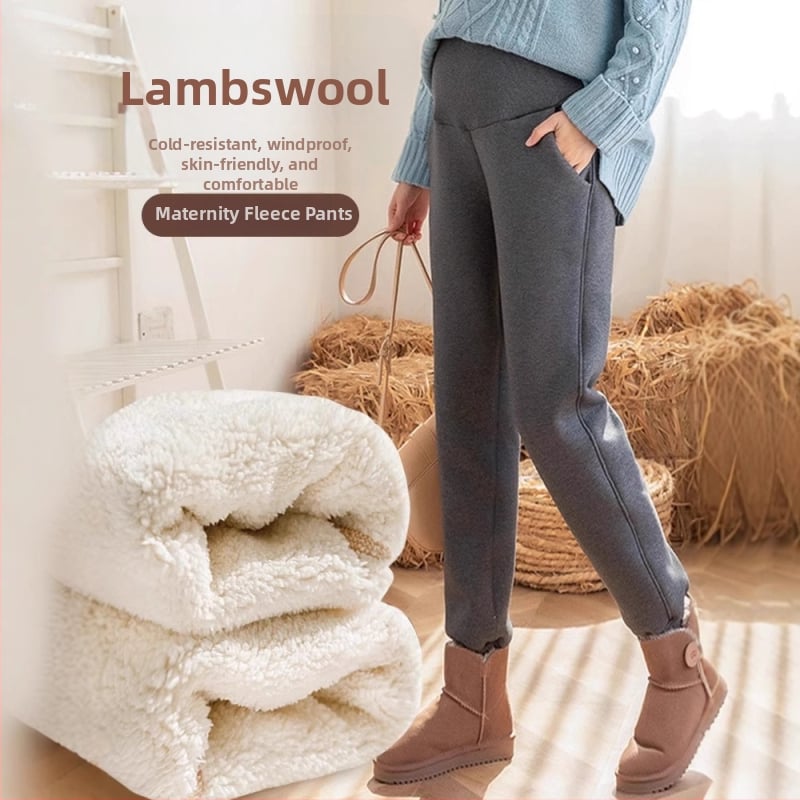 Trudničke zimske hlače s flis podstavom, visok pas, širok kroj, organski pamuk 90–95%