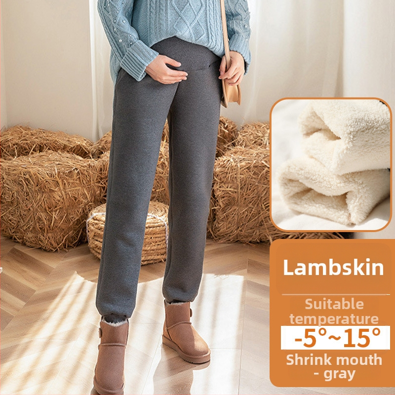 Trudničke zimske hlače s flis podstavom, visok pas, širok kroj, organski pamuk 90–95%