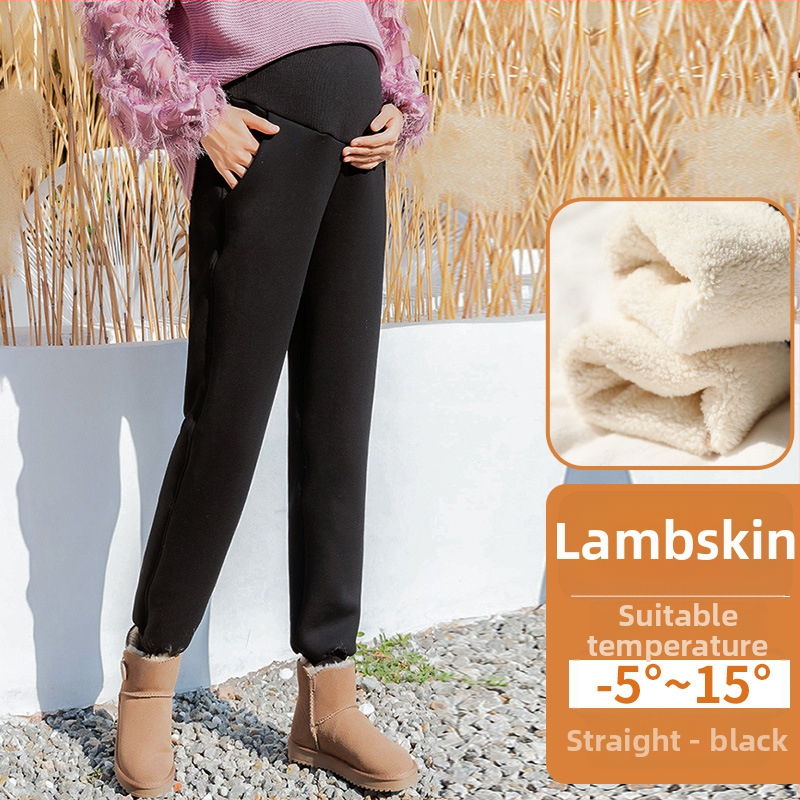 Trudničke zimske hlače s flis podstavom, visok pas, širok kroj, organski pamuk 90–95%