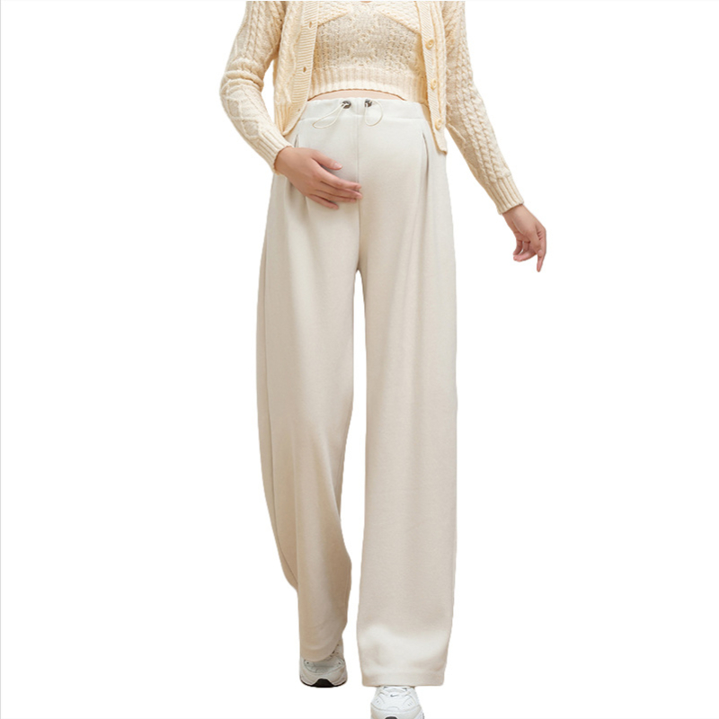 Várandós anyáknak szabadidőnadrág, széles fazon, zsinóros derék, vastag Caiyun pamut, elasztán 70–80%, poliészter <30%, tél 2025