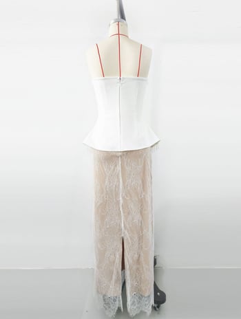 Вечерна рокля от полиестер с без ръкави и деколте тип тръба, дълга пола, през зимата 2025 г., подходяща за парти.