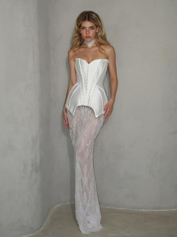 Вечерна рокля от полиестер с без ръкави и деколте тип тръба, дълга пола, през зимата 2025 г., подходяща за парти.