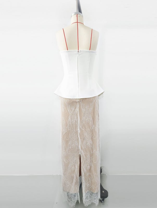 Вечерна рокля от полиестер с без ръкави и деколте тип тръба, дълга пола, през зимата 2025 г., подходяща за парти.