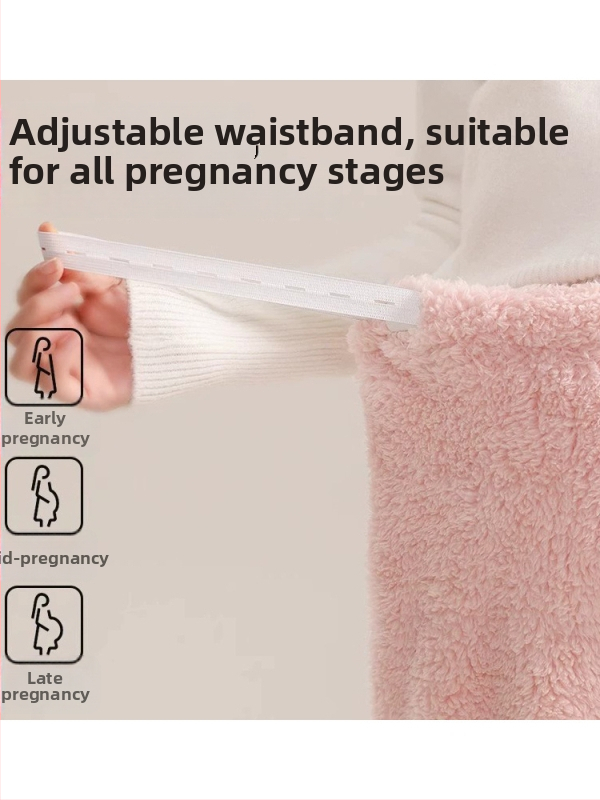 Tehotenské pyžamové nohavice s hrubým korálovým flisom, voľný strih, dlhé nohavice, 95% polyester
