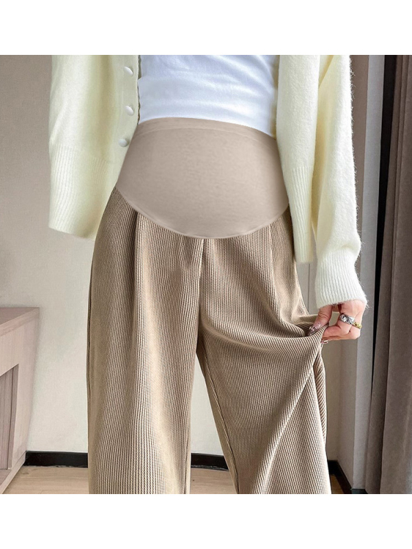 Παντελόνια εγκυμοσύνης — φλις επένδυση, πολυεστέρας 90–95%, υψηλή μέση, χαλαρή εφαρμογή για την κοιλιά, ίσια γραμμή