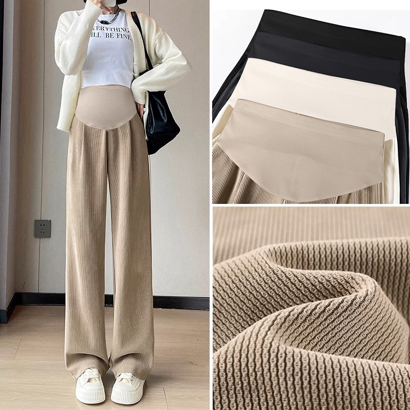 Παντελόνια εγκυμοσύνης — φλις επένδυση, πολυεστέρας 90–95%, υψηλή μέση, χαλαρή εφαρμογή για την κοιλιά, ίσια γραμμή