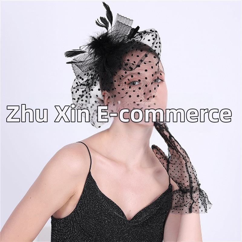 Pruutne juukse aksessuaaride komplekt sule ja voiliga, käsitsi kootud, antiikne stiil, Eway-08, 2023 sügis