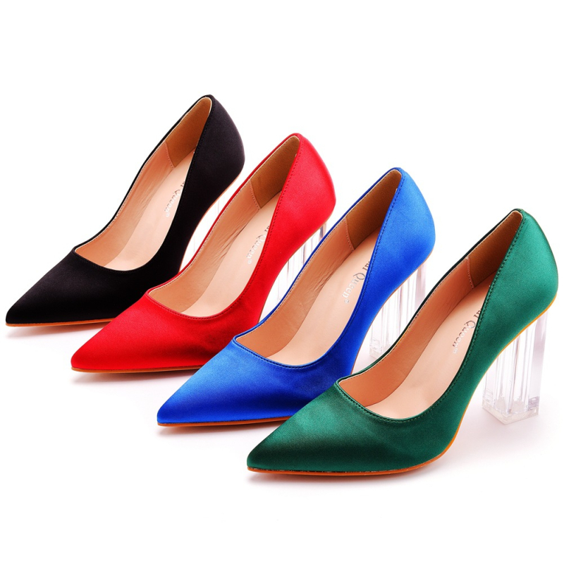 Aukštakulnės moteriškos basutės su smailiu priekiniu, kvadratinis kulnas, mikropluošto viršus, PU įdėklas