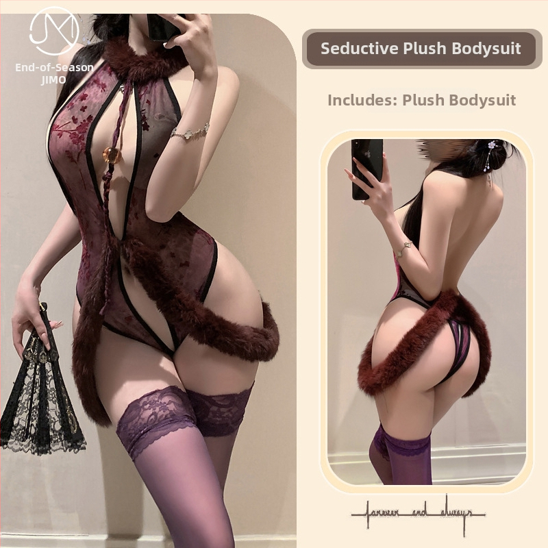 Domila čipkový spodný set inšpirovaný Cheongsamom, priehľadný s predným otvorom, polyester 95–100%, úlohy: námorník, Cheongsam, kráľovná plesov, profesionálne oblečenie