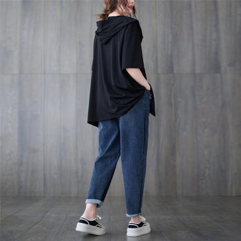 Ženski udoban kapuljačasti kardigan s kratkim rukavima, srednja duljina 65–80 cm, Milk Silk / poliester, HK wind retro stil