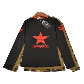 Set plesnih majica s dugim rukavima, V-izrez, ravni kroj, uzorak petokrake zvijezde