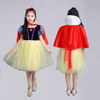 Bērnu princeses skatuves kleita - pūkaina svārku audums, iedvesota no Sniegbaltas un Pepeljugas, 3–8 gadi, bez apkakles, visām sezonām