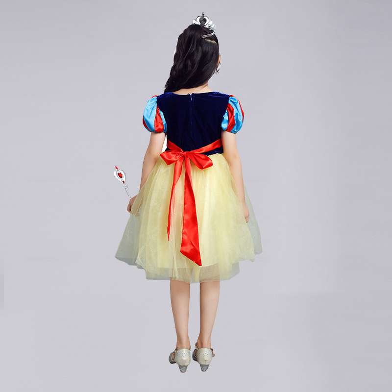 Bērnu princeses skatuves kleita - pūkaina svārku audums, iedvesota no Sniegbaltas un Pepeljugas, 3–8 gadi, bez apkakles, visām sezonām