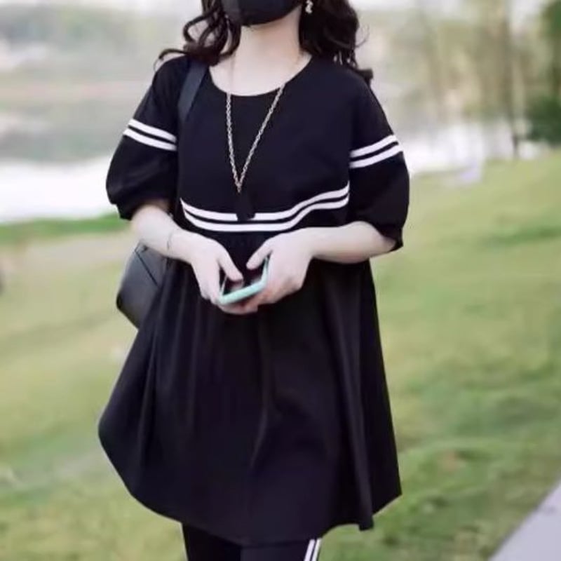 Ženska majica, poliester materijal (95%+), okrugli vrat, 3/4 rukavi, casual pull-over, japansko-korejski leisure stil