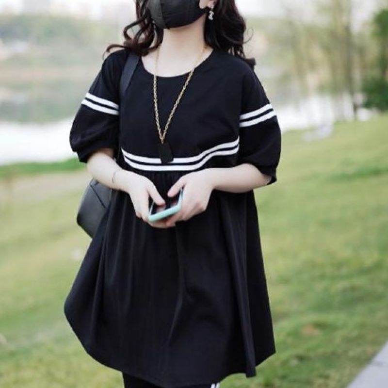 Ženska majica, poliester materijal (95%+), okrugli vrat, 3/4 rukavi, casual pull-over, japansko-korejski leisure stil