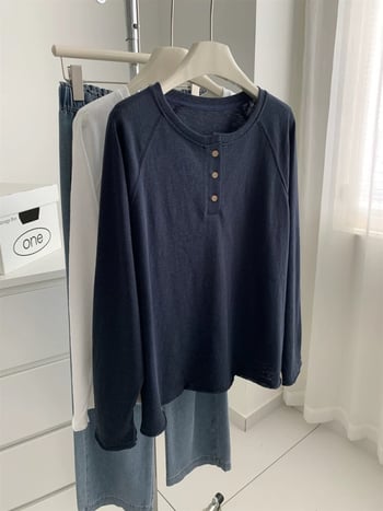 Ženski dugi rukav pamucna casual majica, jesen izdanje 2025, 21-count čisto pamuk, sadržaj pamuka 90–95%, okrugli izrez, ravni kroj