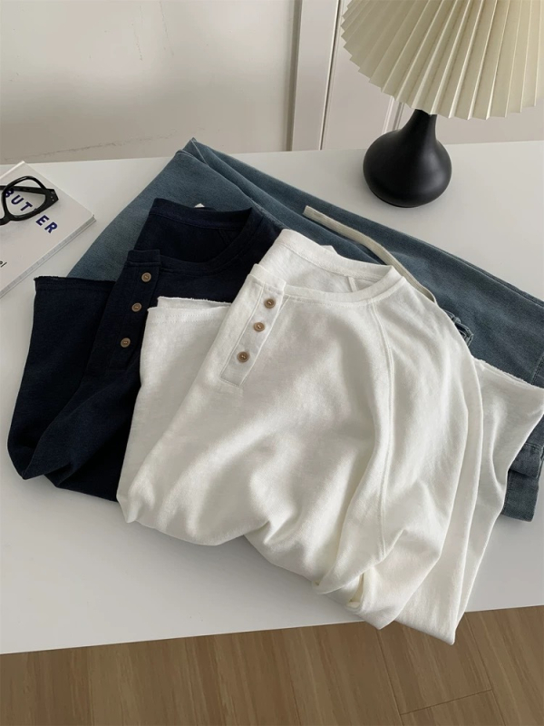 Ženski dugi rukav pamucna casual majica, jesen izdanje 2025, 21-count čisto pamuk, sadržaj pamuka 90–95%, okrugli izrez, ravni kroj