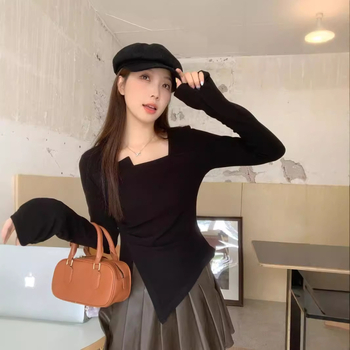 Majica od chenille s spandeksom, plisirani dizajn, fleece iznutra, dugi rukavi