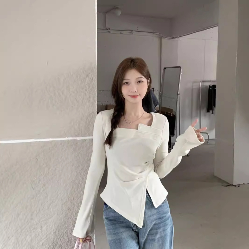 Majica od chenille s spandeksom, plisirani dizajn, fleece iznutra, dugi rukavi