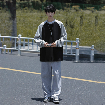 Majica s okruglim izrezom, dugi rukav, poliester, labavi kroj, bez glačanja