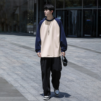 Majica s okruglim izrezom, dugi rukav, poliester, labavi kroj, bez glačanja