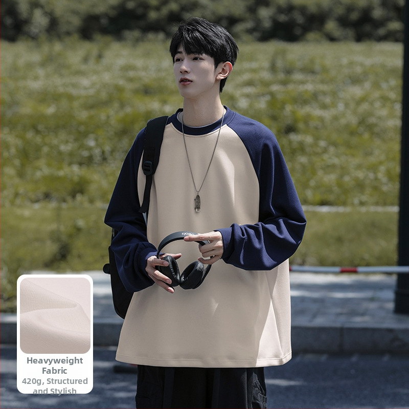 Majica s okruglim izrezom, dugi rukav, poliester, labavi kroj, bez glačanja