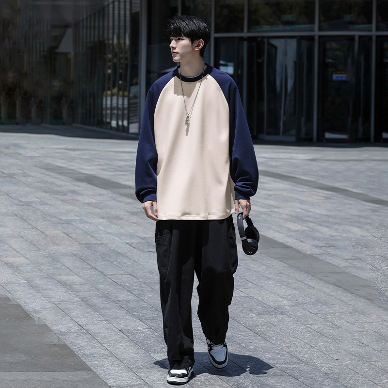 Majica s okruglim izrezom, dugi rukav, poliester, labavi kroj, bez glačanja