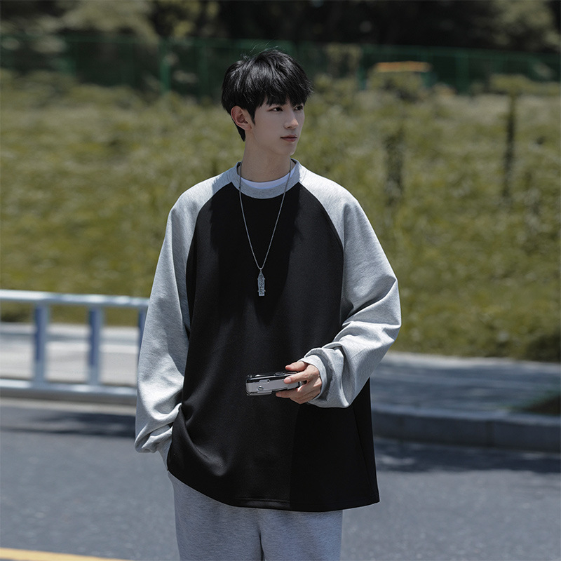 Majica s okruglim izrezom, dugi rukav, poliester, labavi kroj, bez glačanja