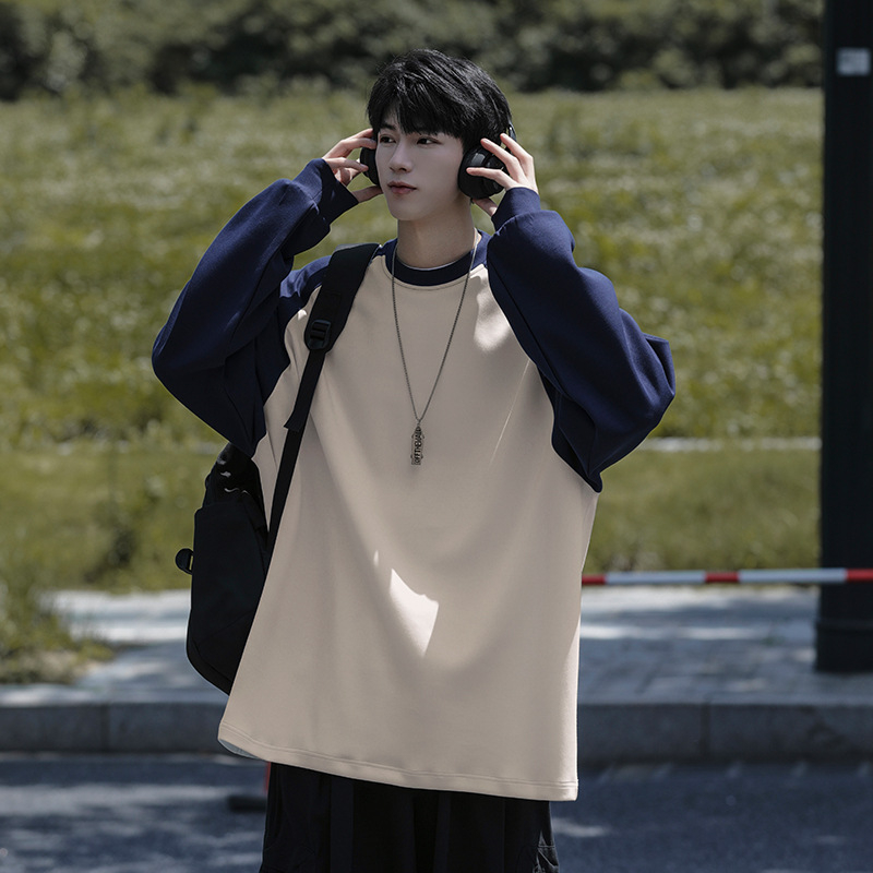 Majica s okruglim izrezom, dugi rukav, poliester, labavi kroj, bez glačanja