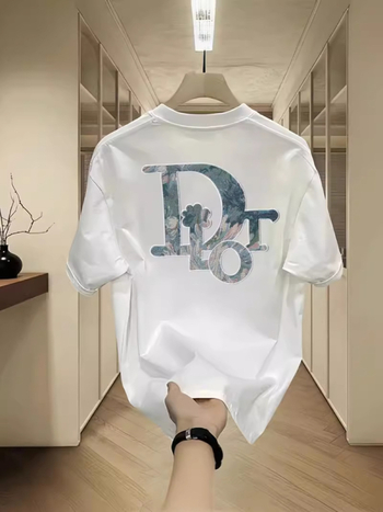 Muški ljetni pamučni T-shirt, labav kroj, kratki rukav, okrugli izrez, tisk s slovima, prozračan, 96%+ pamuka