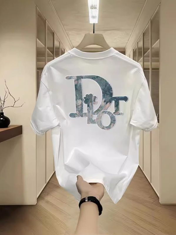 Muški ljetni pamučni T-shirt, labav kroj, kratki rukav, okrugli izrez, tisk s slovima, prozračan, 96%+ pamuka