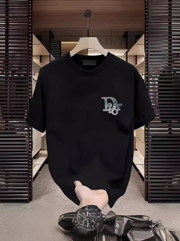 Muški ljetni pamučni T-shirt, labav kroj, kratki rukav, okrugli izrez, tisk s slovima, prozračan, 96%+ pamuka