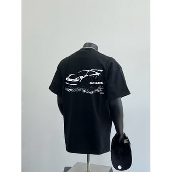 Muška majica slobodnog kroja kratkih rukava s geometrijskim uzorkom, okrugli izrez, minimalistički stil