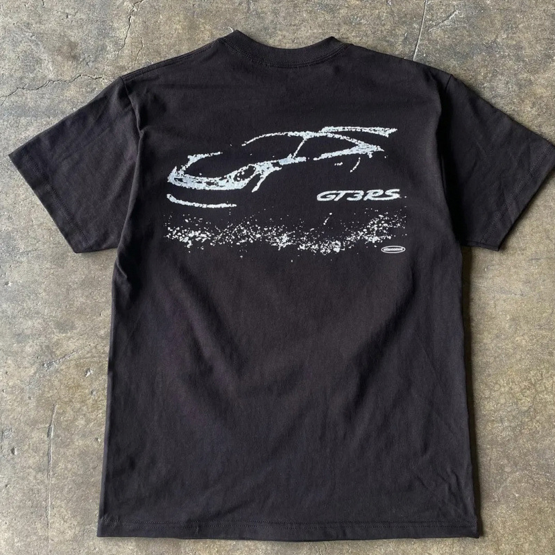 Muška majica slobodnog kroja kratkih rukava s geometrijskim uzorkom, okrugli izrez, minimalistički stil