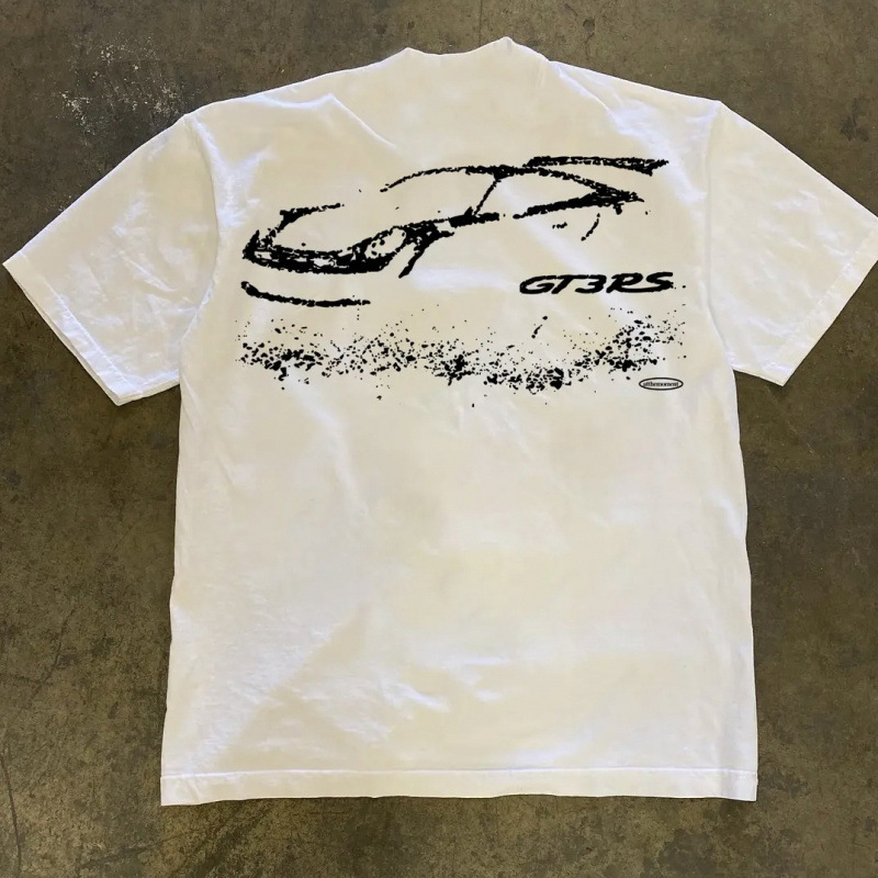 Muška majica slobodnog kroja kratkih rukava s geometrijskim uzorkom, okrugli izrez, minimalistički stil