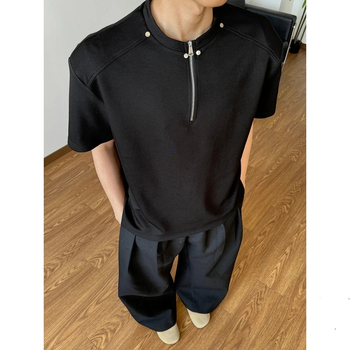 Space Cotton teško T-shirt, 300-350 g, američki retro stil, patchwork dizajn, okrugli izrez