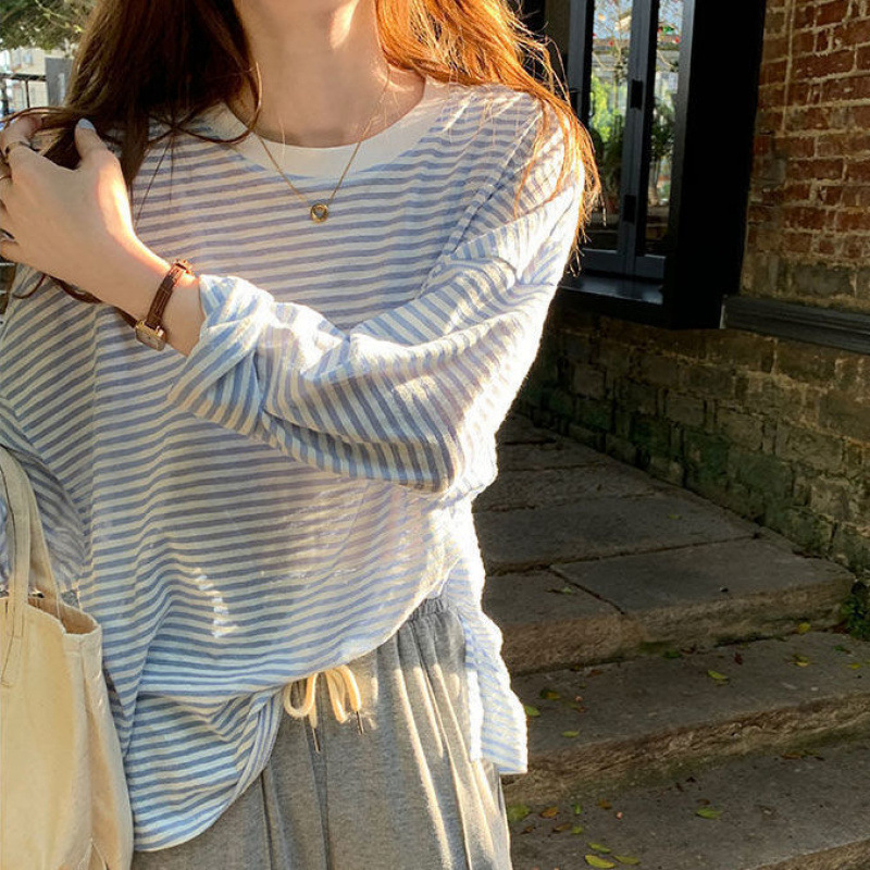 Majica Ice Silk, slobodnog kroja, dugi rukavi, okrugli izrez, gradski stil